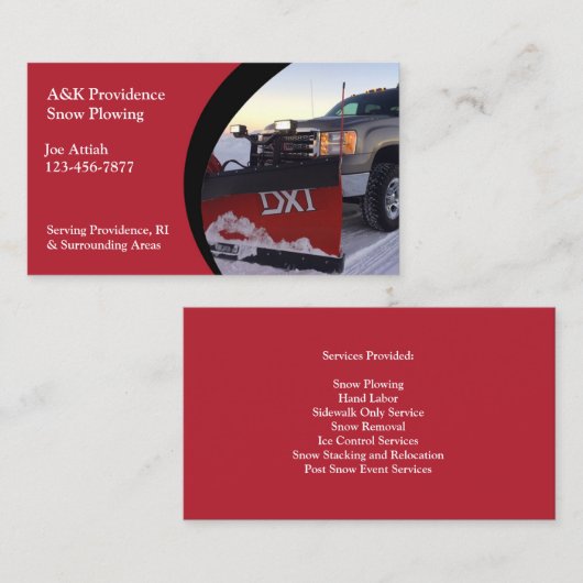 Sneeuw ploegen Visitekaartje (Voorkant / Achterkant)
