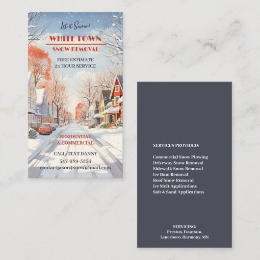 Sneeuw ploegen Visitekaartje (Voorkant / Achterkant)