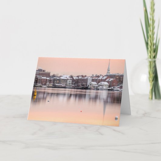 Sneeuw Portsmouth, NH Waterkant Feestdagen Kaart (Voorkant)