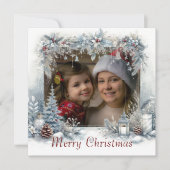 Sneeuw Prettig Kerstmis Waterverf Foto  Feestdagenkaart (Voorkant)