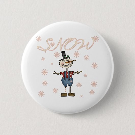 Sneeuw Primaire Sneeuwman Ronde Button 5,7 Cm (Voorkant)