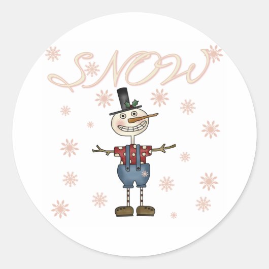 Sneeuw Primaire Sneeuwman Ronde Sticker (Voorkant)