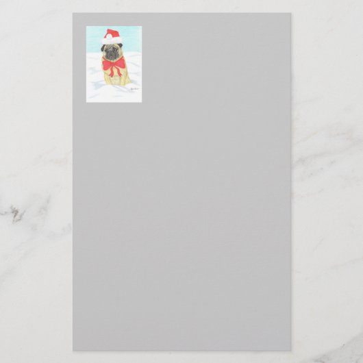 Sneeuw Pug Stationery Briefpapier (Voorkant)