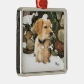 Sneeuw Puppy Metalen Ornament (Rechts)