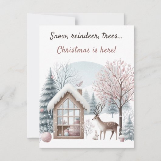 Sneeuw, Rendieren, Bomen... Kerstmis is er! Kaart (Voorkant)