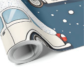 Sneeuw Retro Auto Premium Inpakpapier (Rol Hoek)