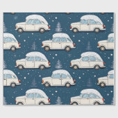 Sneeuw Retro Auto Premium Inpakpapier (Vlak)