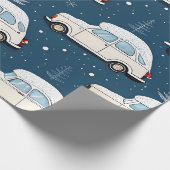Sneeuw Retro Auto Premium Inpakpapier (Hoek)