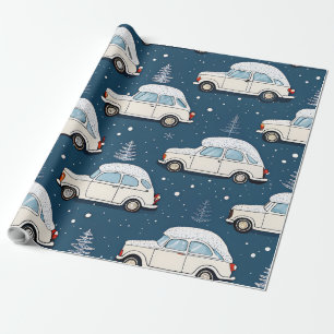 Sneeuw Retro Auto Premium Inpakpapier