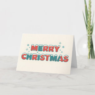Sneeuw Retro Kinderen Script Prettig Kerstfeest Feestdagen Kaart
