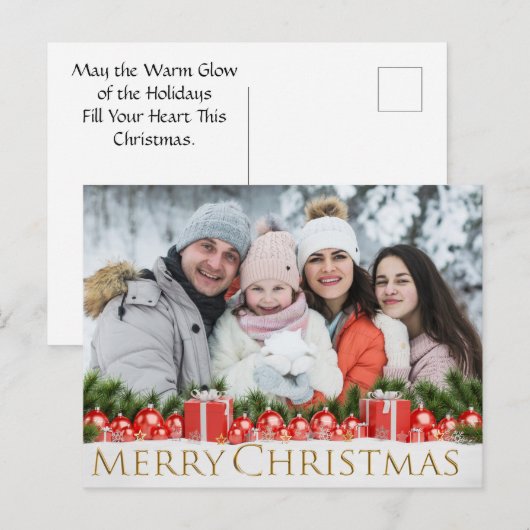 Sneeuw Rode Pakketten Prettig Kerstfeest Winter Fo Feestdagenkaart (Voorkant / Achterkant)