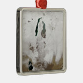 Sneeuw rond het Aralmeer Zee Metalen Ornament (Rechts)