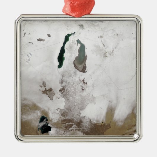 Sneeuw rond het Aralmeer Zee Metalen Ornament (Voorkant)