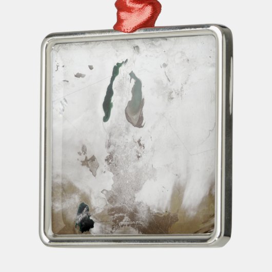 Sneeuw rond het Aralmeer Zee Metalen Ornament (Links)