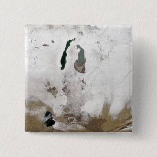 Sneeuw rond het Aralmeer Zee Vierkante Button 5,1 Cm