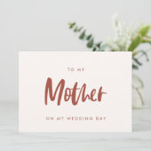 Sneeuw roze Aan mijn moeder op mijn trouwdag kaart (Staand voorkant)