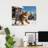 *~* Sneeuw Running Kat 5:4 Kitten Cat AP68 Poster (Thuiskantoor)