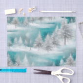 Sneeuw Scene Winter Forest Ice Blue White Kerstmis Tissuepapier (Craft)