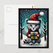 Sneeuw Schattige Baby Sneeuw Luipaard Kerstcadeau Briefkaart (Voorkant / Achterkant)