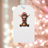 Sneeuw Scooter Kerst Elf Witte Gift Labels Cadeaulabel