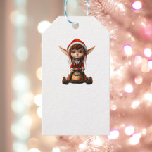 Sneeuw Scooter Kerst Elf Witte Gift Labels