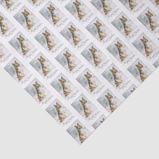 Sneeuw Sheltie Kerst Weefsel Papier (Detail)