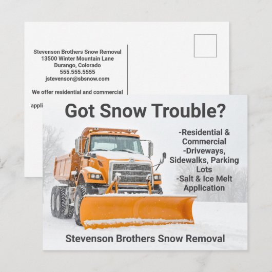Sneeuw Shoveling Verwijderingstrucks Modern Compan Briefkaart (Voorkant / Achterkant)