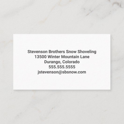Sneeuw Shoveling Verwijderingstrucks Modern Compan Visitekaartje (Achterkant)