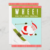 Sneeuw Skiën Skiër Kerstmis Feestdagenkaart (Voorkant / Achterkant)