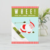 Sneeuw Skiën Skiër Kerstmis Feestdagenkaart (Staand voorkant)