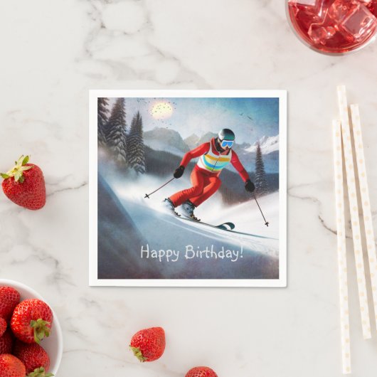 Sneeuw Skiën Verjaardag Papier Servetten (Insitu)