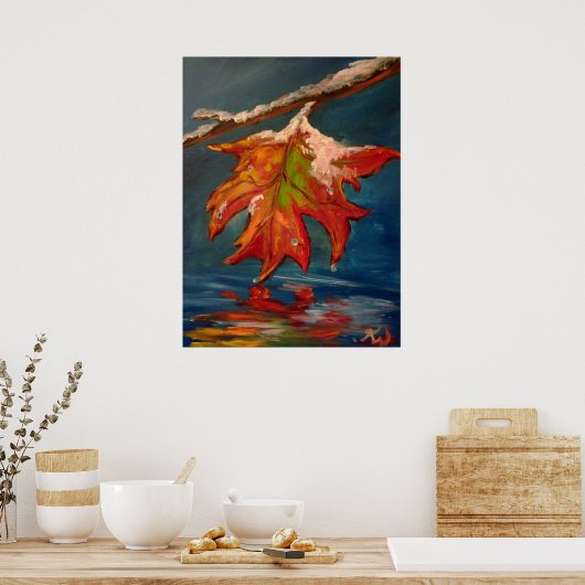 Sneeuw smelten op lef poster (Keuken)