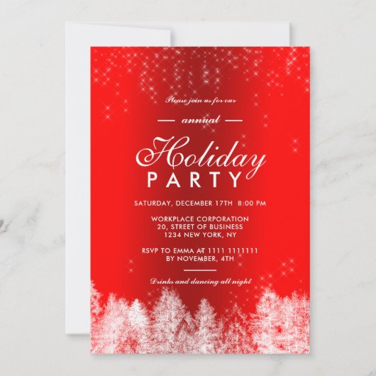 Sneeuw sprankelend rood metallic winter bedrijfsva kaart (Voorkant)