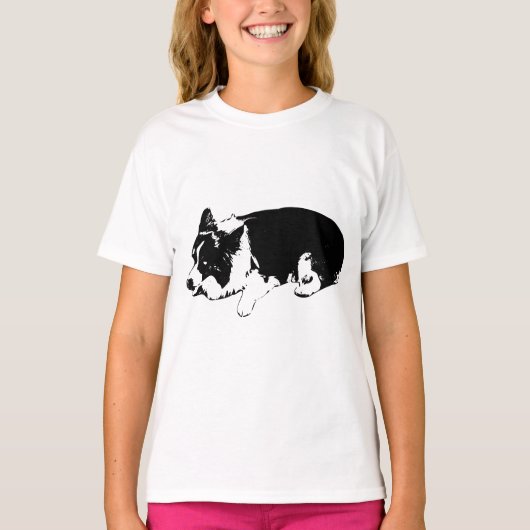 sneeuw stil corgi, zachte vreugde t-shirt (Voorkant)