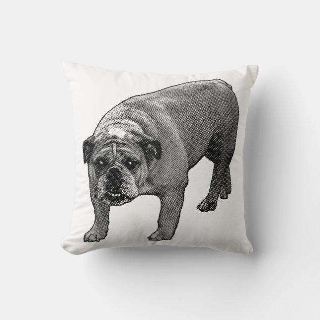 Sneeuw Stille Bulldog Kussen (Voorkant)