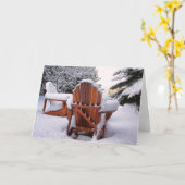 Sneeuw Stoelen Adirondack in de Foto van de Winter Kaart (Gele Bloem)