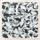 Sneeuw Stof Camouflage  Glazen Onderzetter (Voorkant)