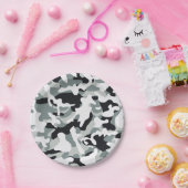 Sneeuw Stof Camouflage  Papieren Bordje (Feest)