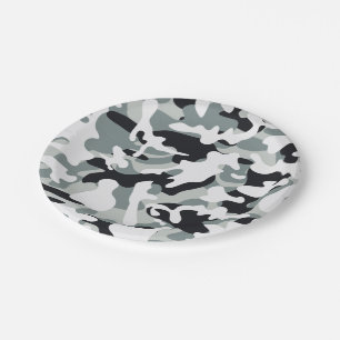 Sneeuw Stof Camouflage Papieren Bordje