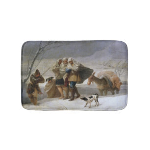 Sneeuw Storm in de winter (door Francisco Goya) Badmat