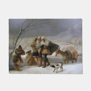 Sneeuw Storm in de winter (door Francisco Goya) Deurmat