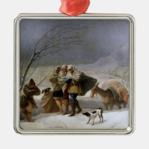Sneeuw Storm in de winter (door Francisco Goya) Metalen Ornament