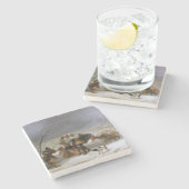 Sneeuw Storm in de winter (door Francisco Goya) Stenen Onderzetter (Zijkant)