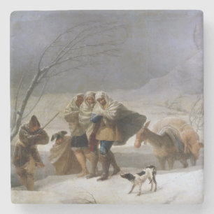 Sneeuw Storm in de winter (door Francisco Goya) Stenen Onderzetter