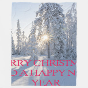 SNEEUW,TREES,DE ZON, KLAAR VOOR CHRISTMAS FLEECE DEKEN