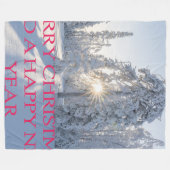 SNEEUW,TREES,DE ZON, KLAAR VOOR CHRISTMAS FLEECE DEKEN (Voorkant (Horizontaal))
