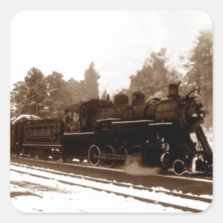 Sneeuw Trein Staal Paard locomotief sepia Vierkante Sticker