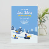Sneeuw Tubing Uitnodigingen (Staand voorkant)