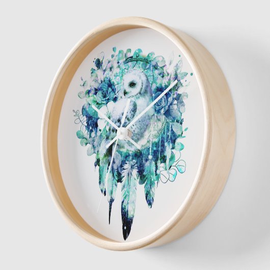 Sneeuw Uil Dreamcatcher Groen en Blauwgroen Blauw (Hoek)