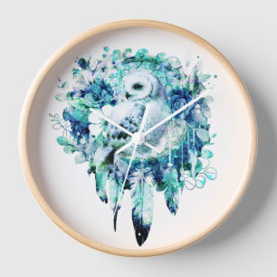 Sneeuw Uil Dreamcatcher Groen en Blauwgroen Blauw